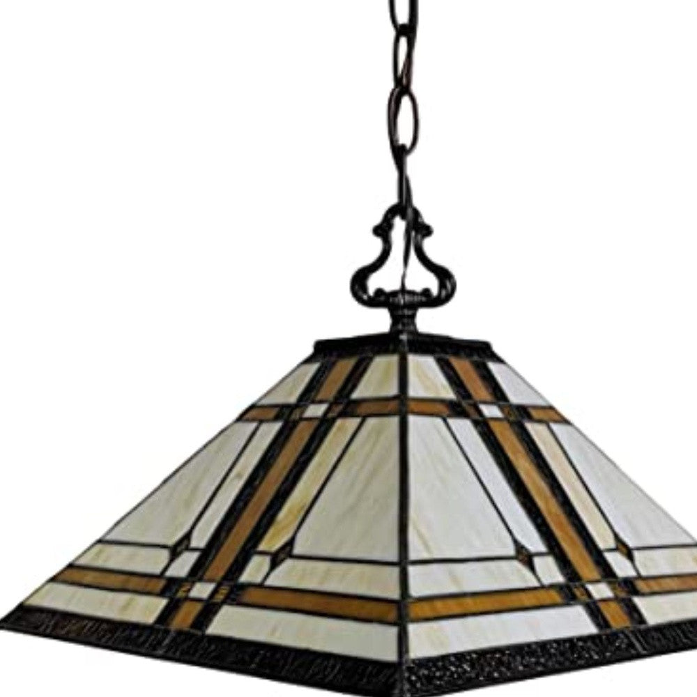 Brown And White Unique Statement Two Light Glass Dimmable Chandelier With Brown And White Shades - Lighting