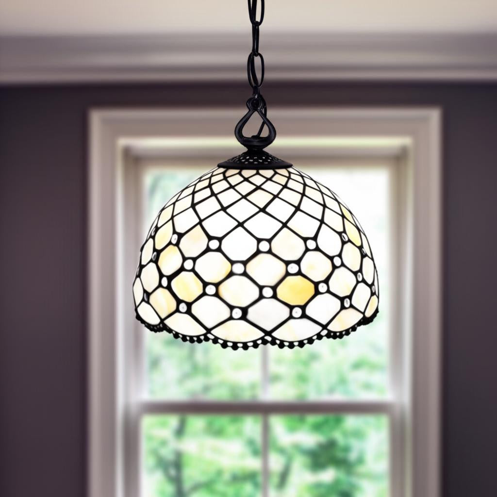 Black And White Unique Statement Glass Dimmable Chandelier With Black And White Shades - Lighting