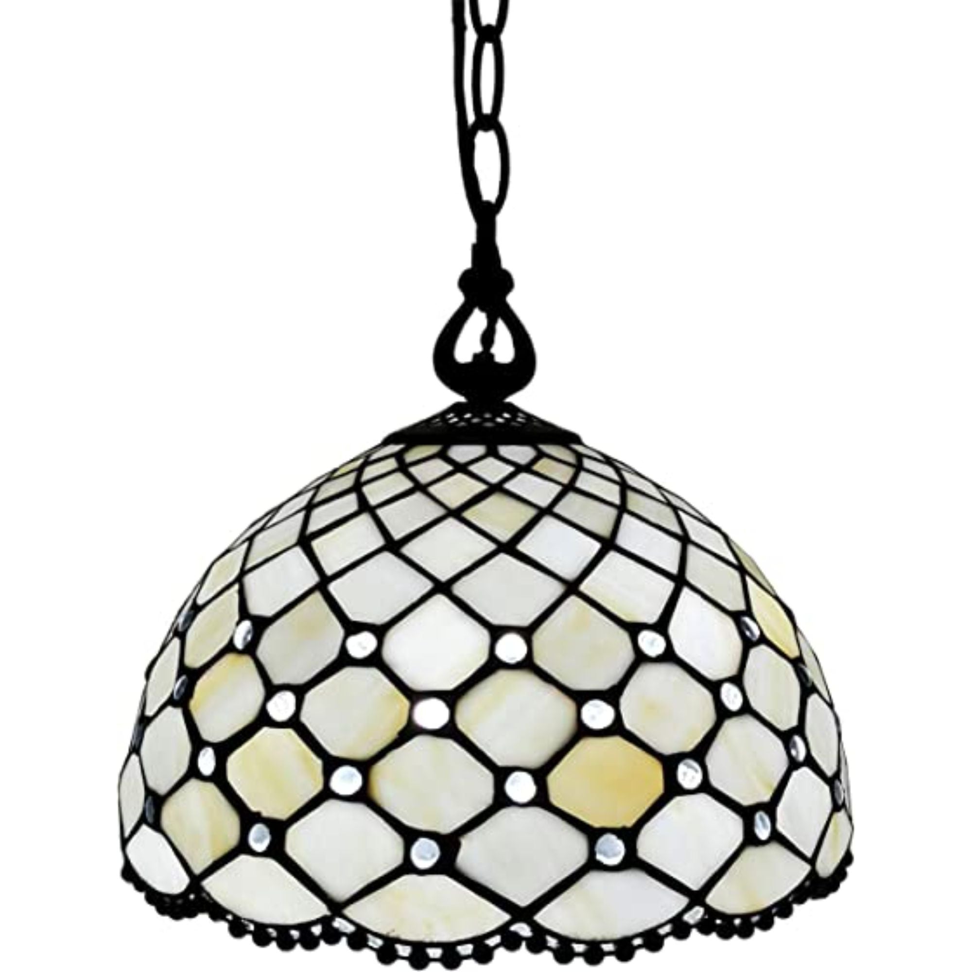 Black And White Unique Statement Glass Dimmable Chandelier With Black And White Shades - Lighting
