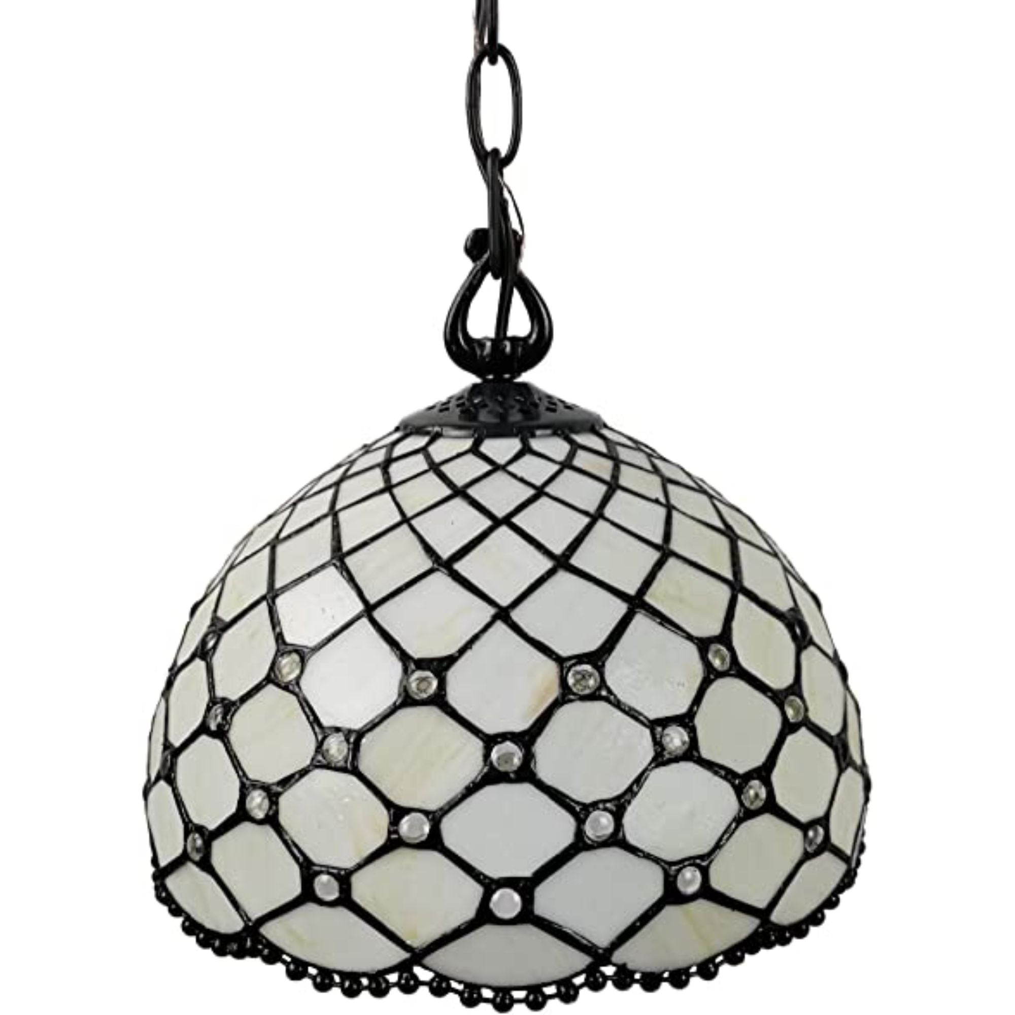 Black And White Unique Statement Glass Dimmable Chandelier With Black And White Shades - Lighting