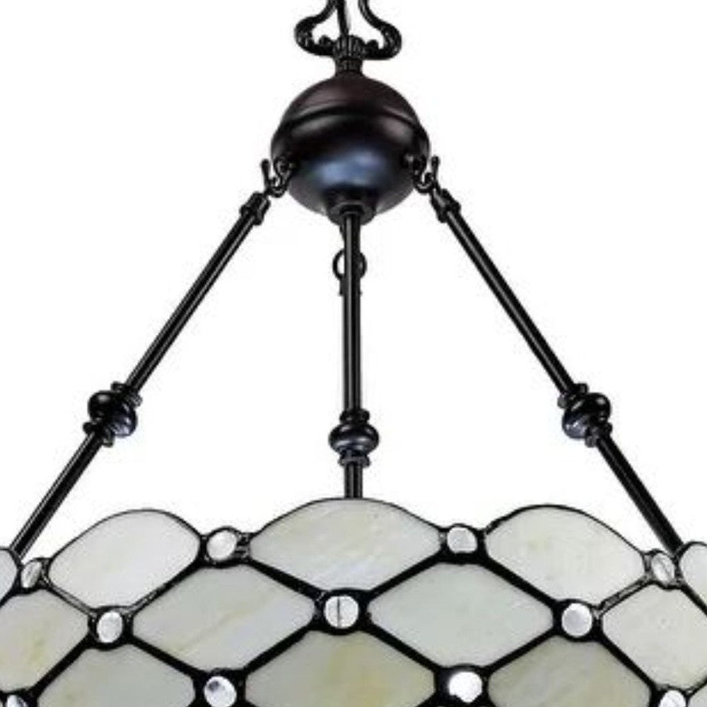 Black And White Unique Statement Three Light Glass Dimmable Chandelier With Black And White Shades - Lighting