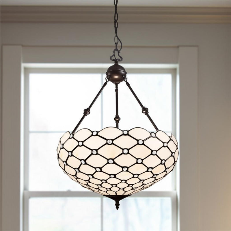Black And White Unique Statement Three Light Glass Dimmable Chandelier With Black And White Shades - Lighting
