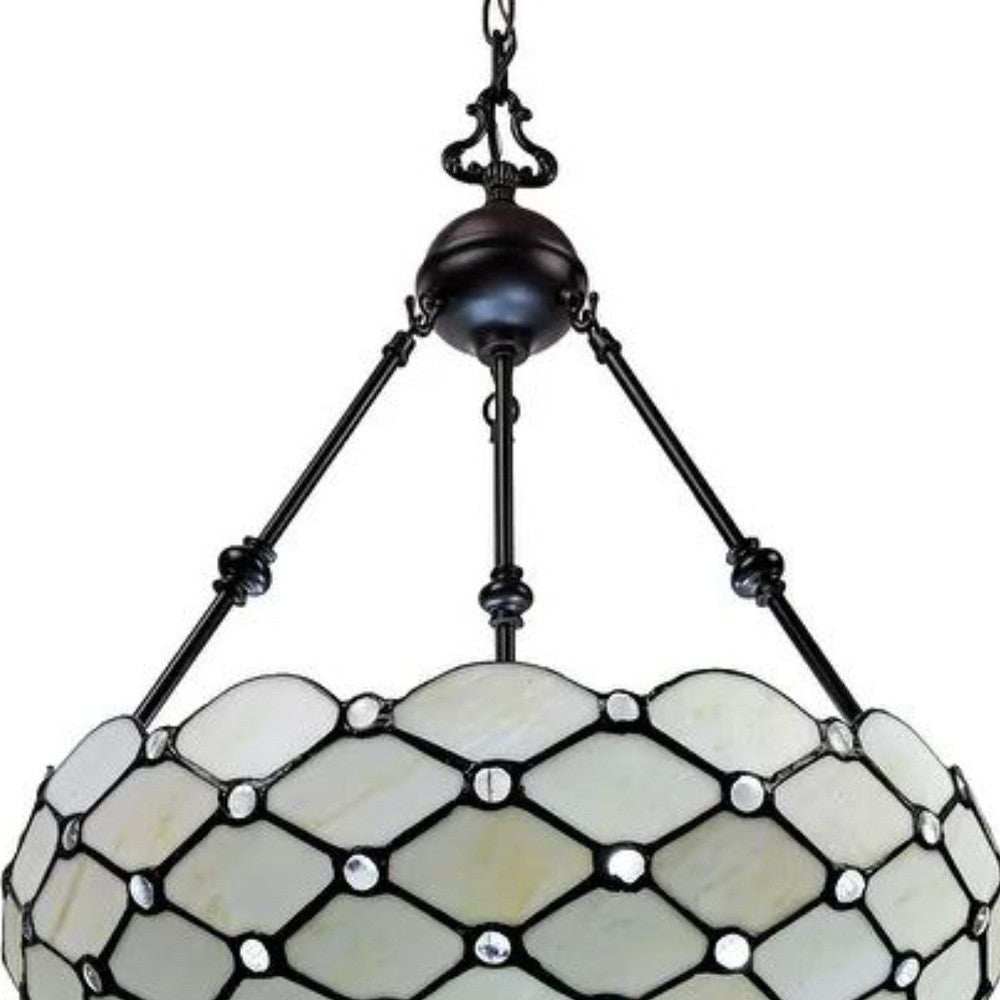 Black And White Unique Statement Three Light Glass Dimmable Chandelier With Black And White Shades - Lighting