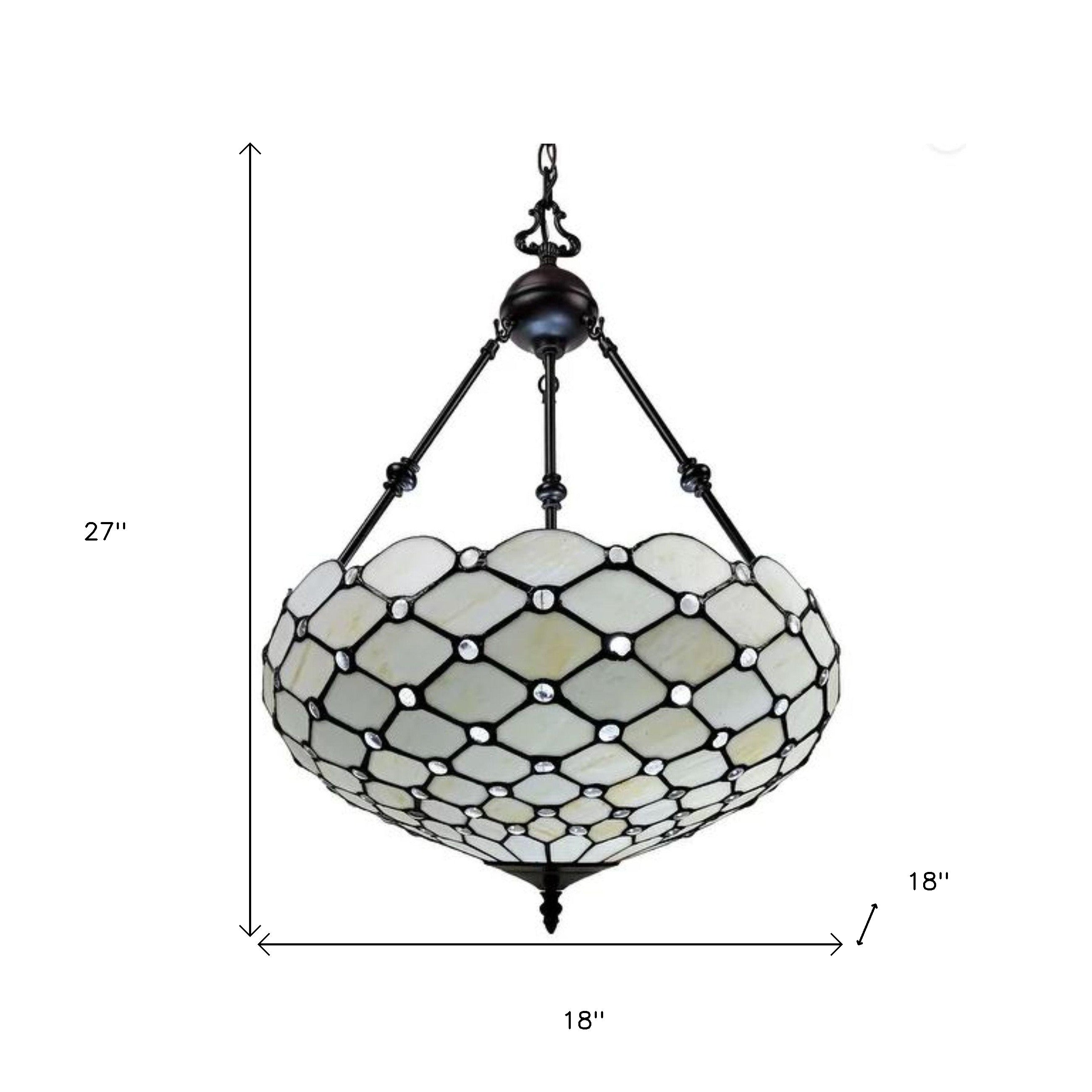 Black And White Unique Statement Three Light Glass Dimmable Chandelier With Black And White Shades - Lighting