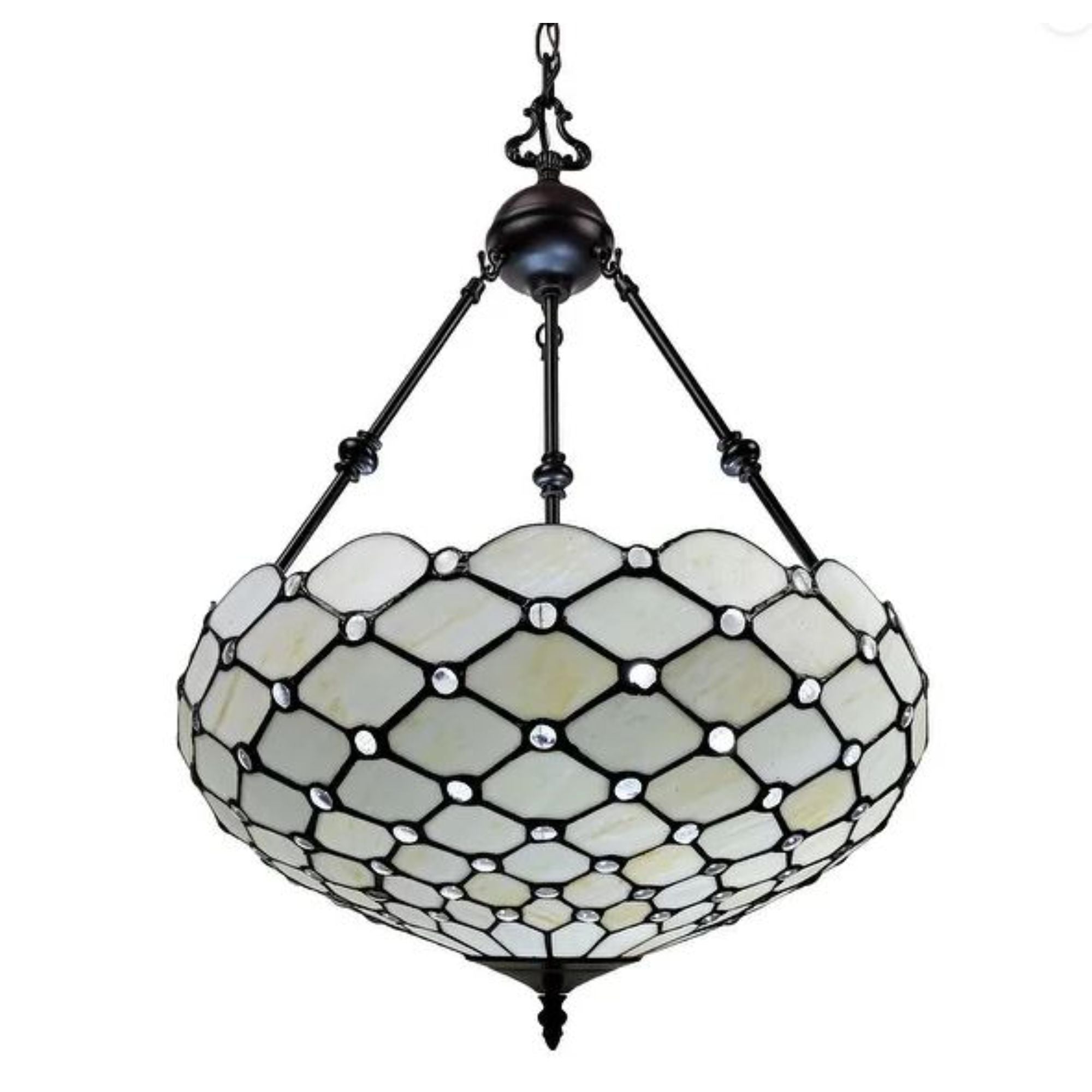 Black And White Unique Statement Three Light Glass Dimmable Chandelier With Black And White Shades - Lighting