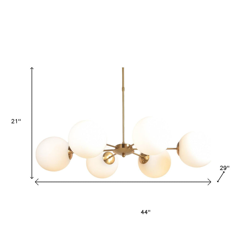Brass Sputnik Six Light Metal Chandelier With White Shades - Lighting