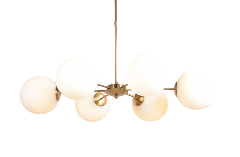 Brass Sputnik Six Light Metal Chandelier With White Shades - Lighting