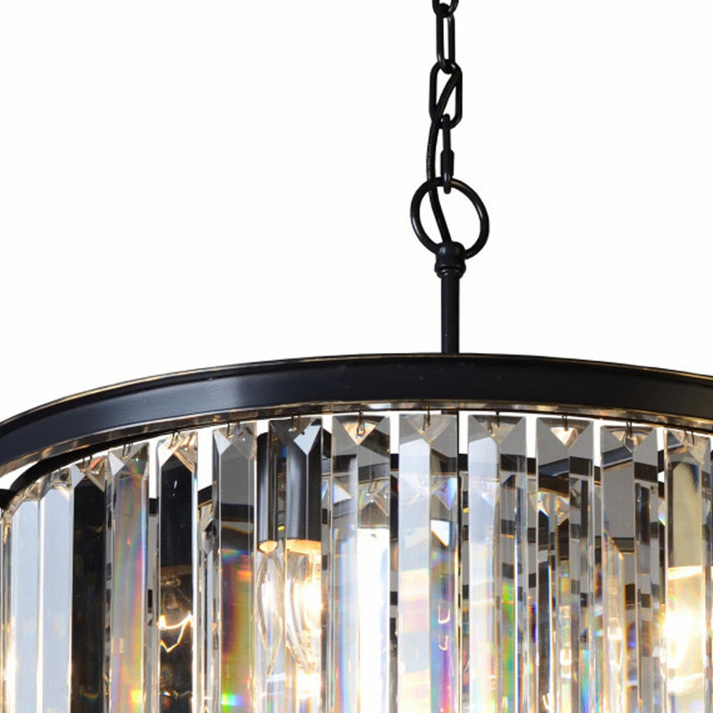 Black Unique Statement Six Light Metal and Crystal Glass Chandelier With Clear Shades - Lighting