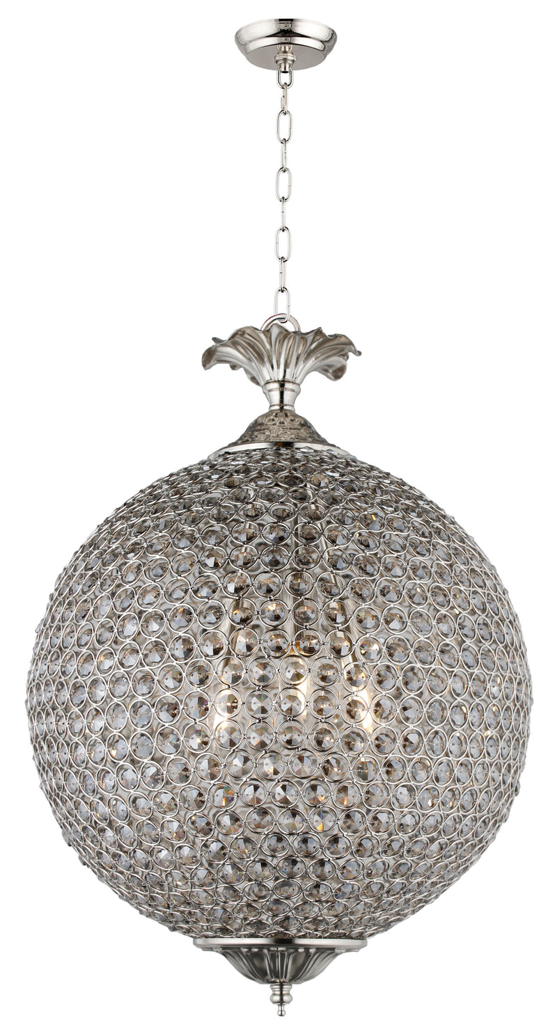 Silver Unique Statement Three Light Metal and Crystal Glass Chandelier With Clear Shades - Lighting