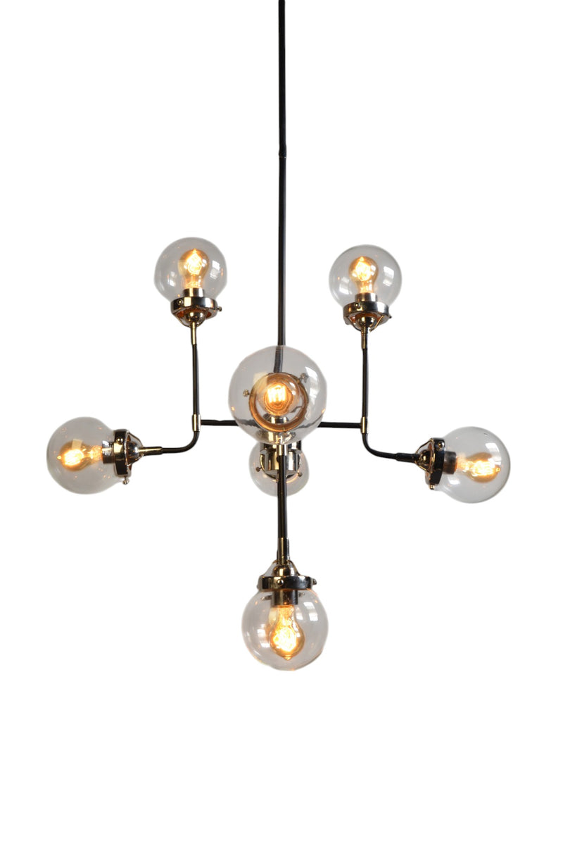 Silver Sputnik Eight Light Metal Chandelier With Clear Shades - Lighting