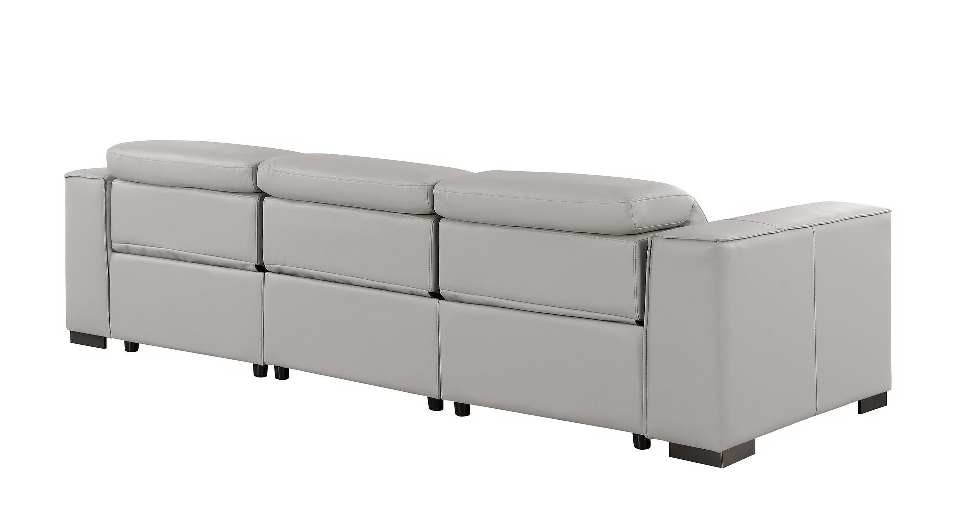110" Light Gray Top Grain Leather Reclining USB Sofa - Living Room