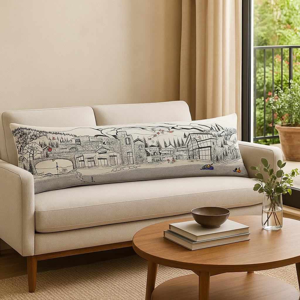 14" X 46" Cream Vail Daylight Skyline Lumbar Decorative Pillow - Home & Garden