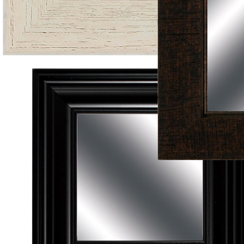 Set of Ten Brown And White Square And Rectangle Framed Mirror Set - Bed & Bath