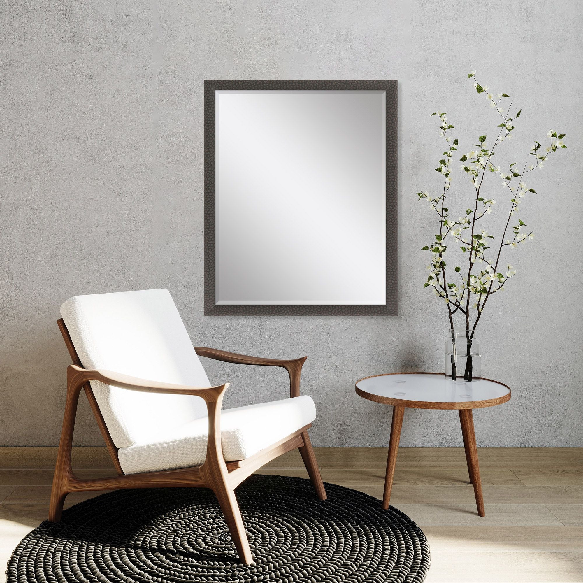43" Dark Brown Solid Wood Framed Accent Mirror - Home & Garden