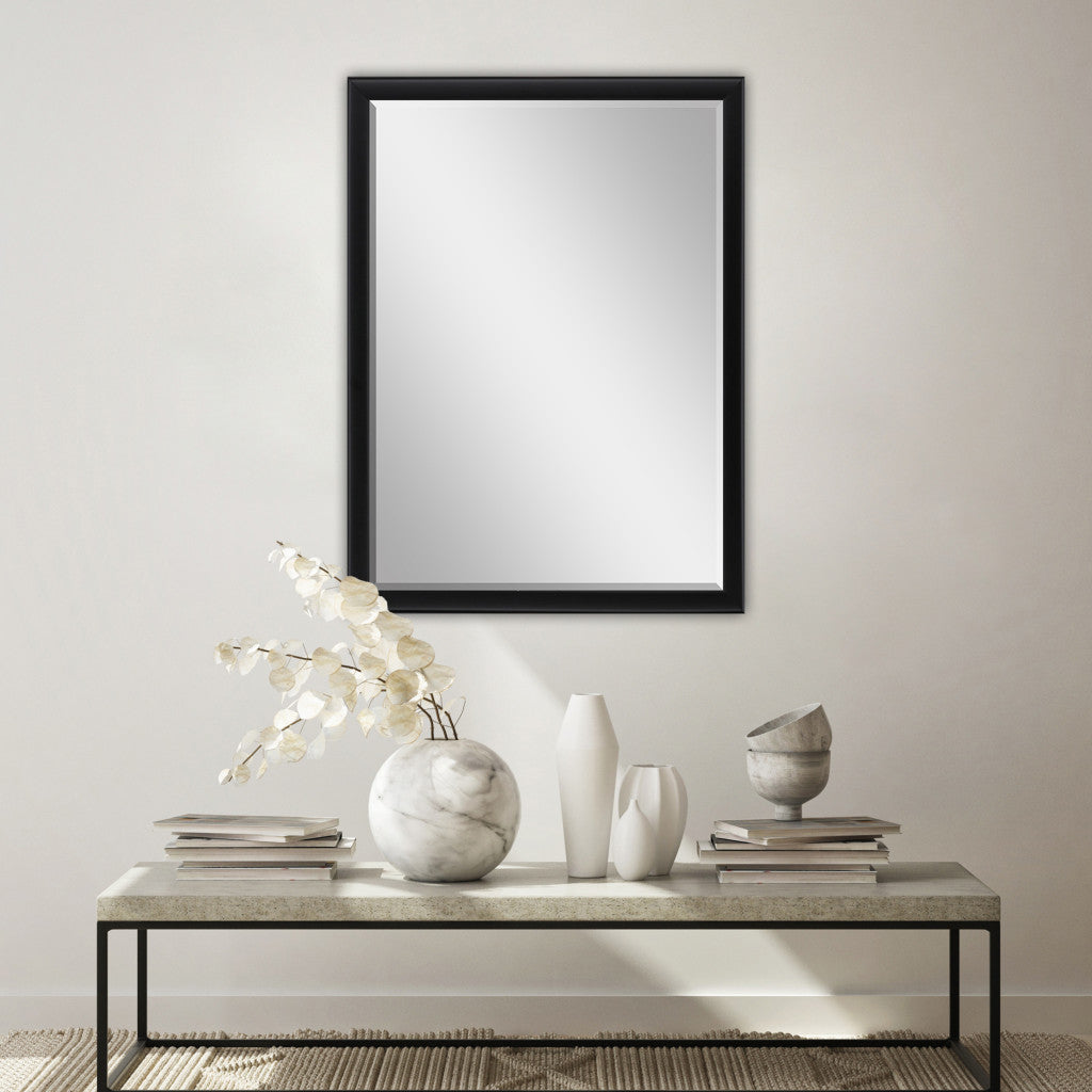 38" Black Solid Wood Framed Accent Mirror - Home & Garden