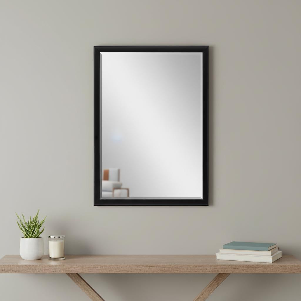 38" Black Solid Wood Framed Accent Mirror - Home & Garden