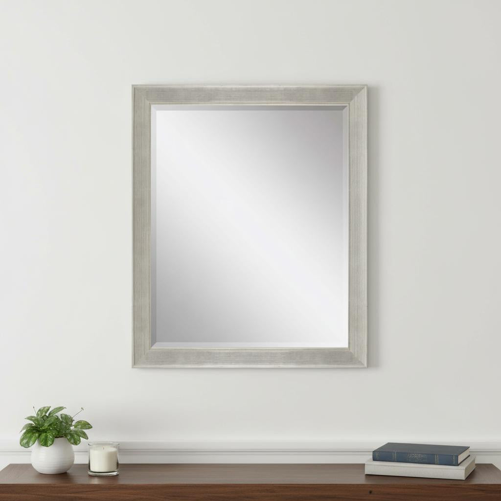 33" Silver Solid Wood Framed Accent Mirror - Home & Garden