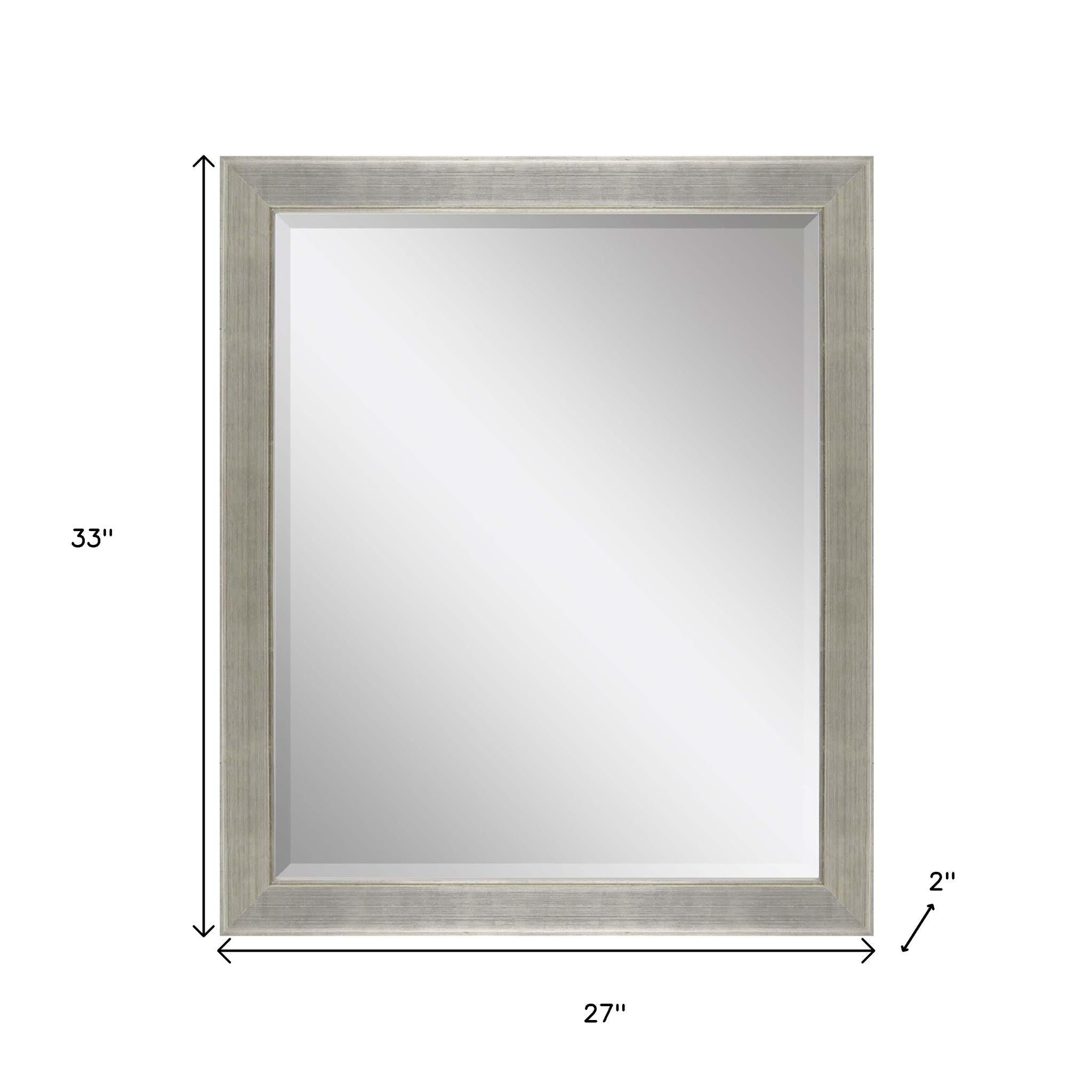 33" Silver Solid Wood Framed Accent Mirror - Home & Garden
