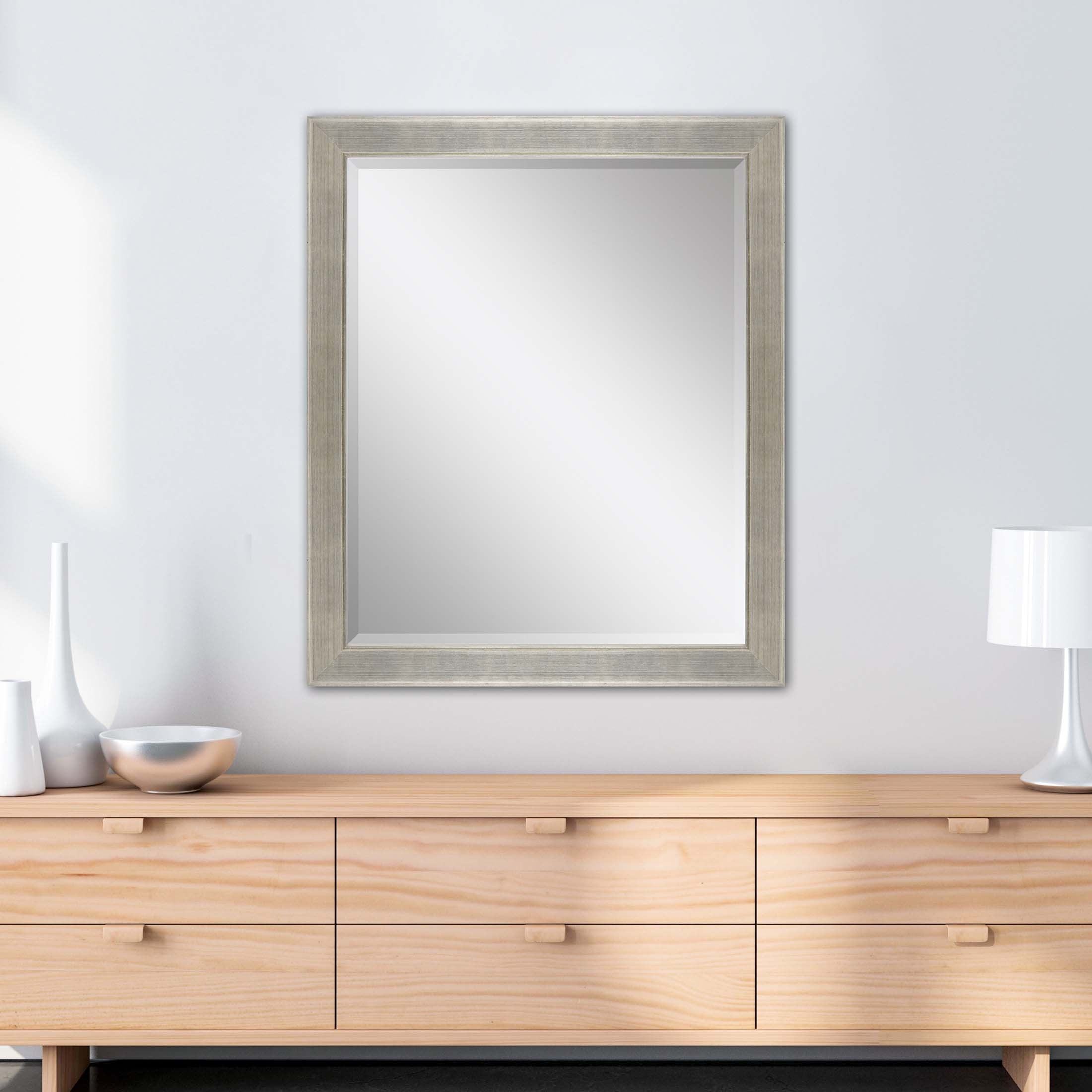33" Silver Solid Wood Framed Accent Mirror - Home & Garden