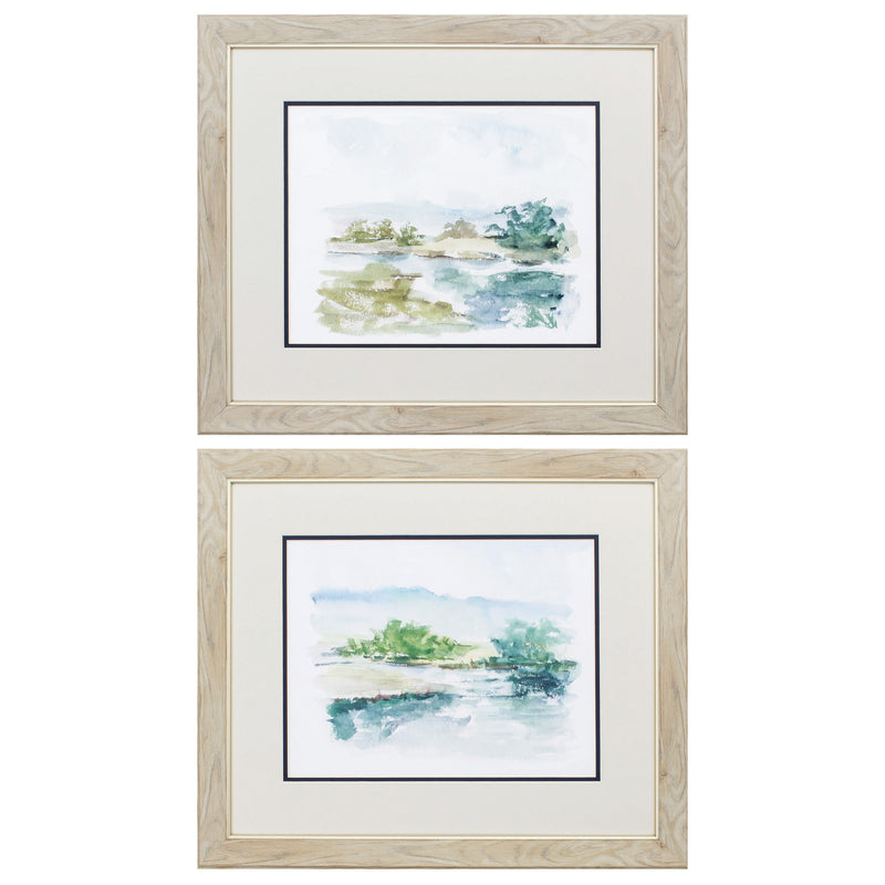 22" X 19" White Frame Spring Watercolor (Set Of 2) - Home Decor