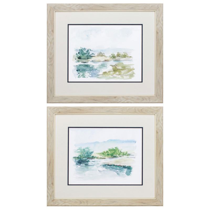 22" X 19" White Frame Spring Watercolor (Set Of 2) - Home Decor