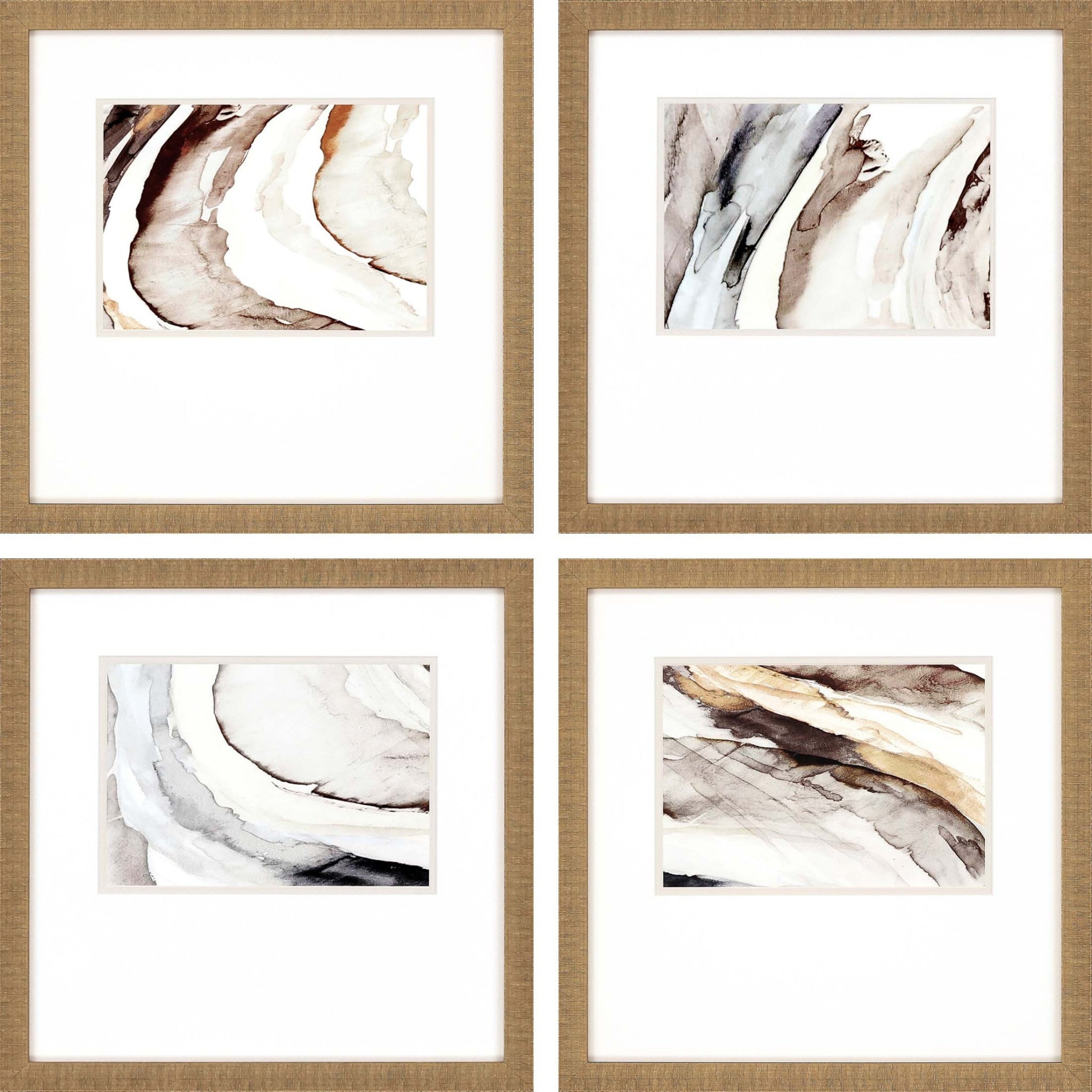 Set Of Four Gulf Gold Framed Print Wall Art - Home Decor