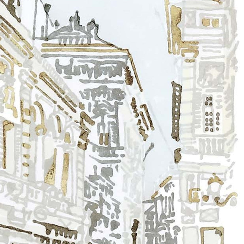 Set Of Four Street Scenes Gold Framed Print Wall Art - Home Decor