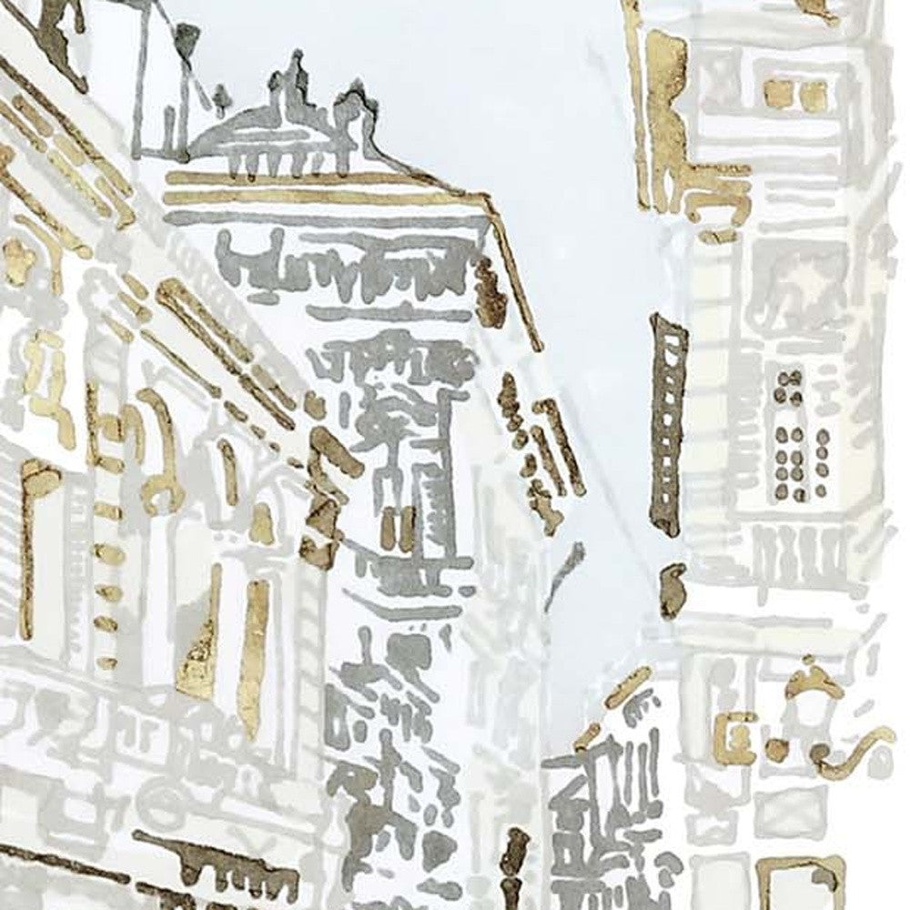 Set Of Four Street Scenes Gold Framed Print Wall Art - Home Decor