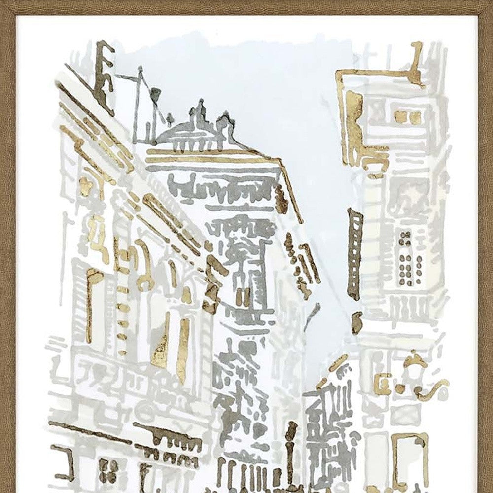 Set Of Four Street Scenes Gold Framed Print Wall Art - Home Decor