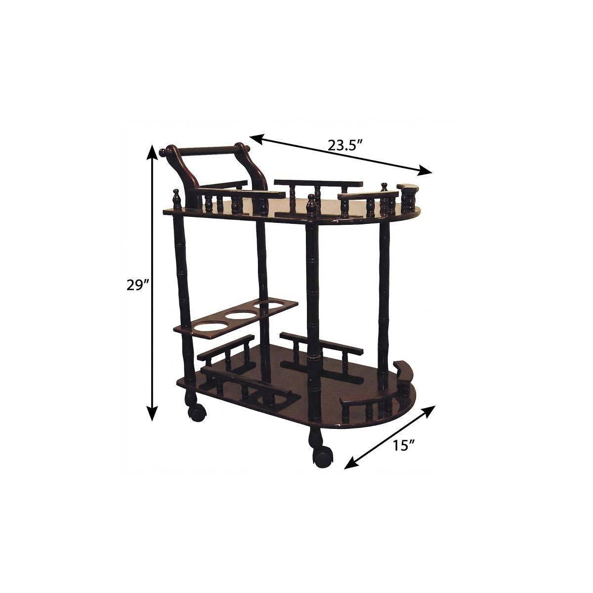 24" Dark Brown Rolling Bar Cart - Kitchen & Dining
