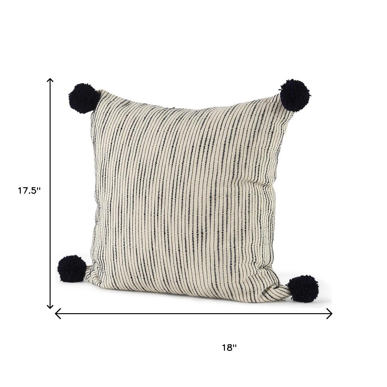 18" Black Striped Linen Throw Pillow Cover - Home & Garden
