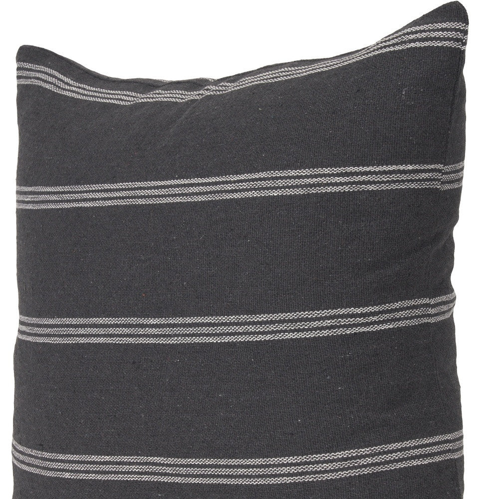 22" Gray Striped Linen Throw Pillow Cover - Home & Garden