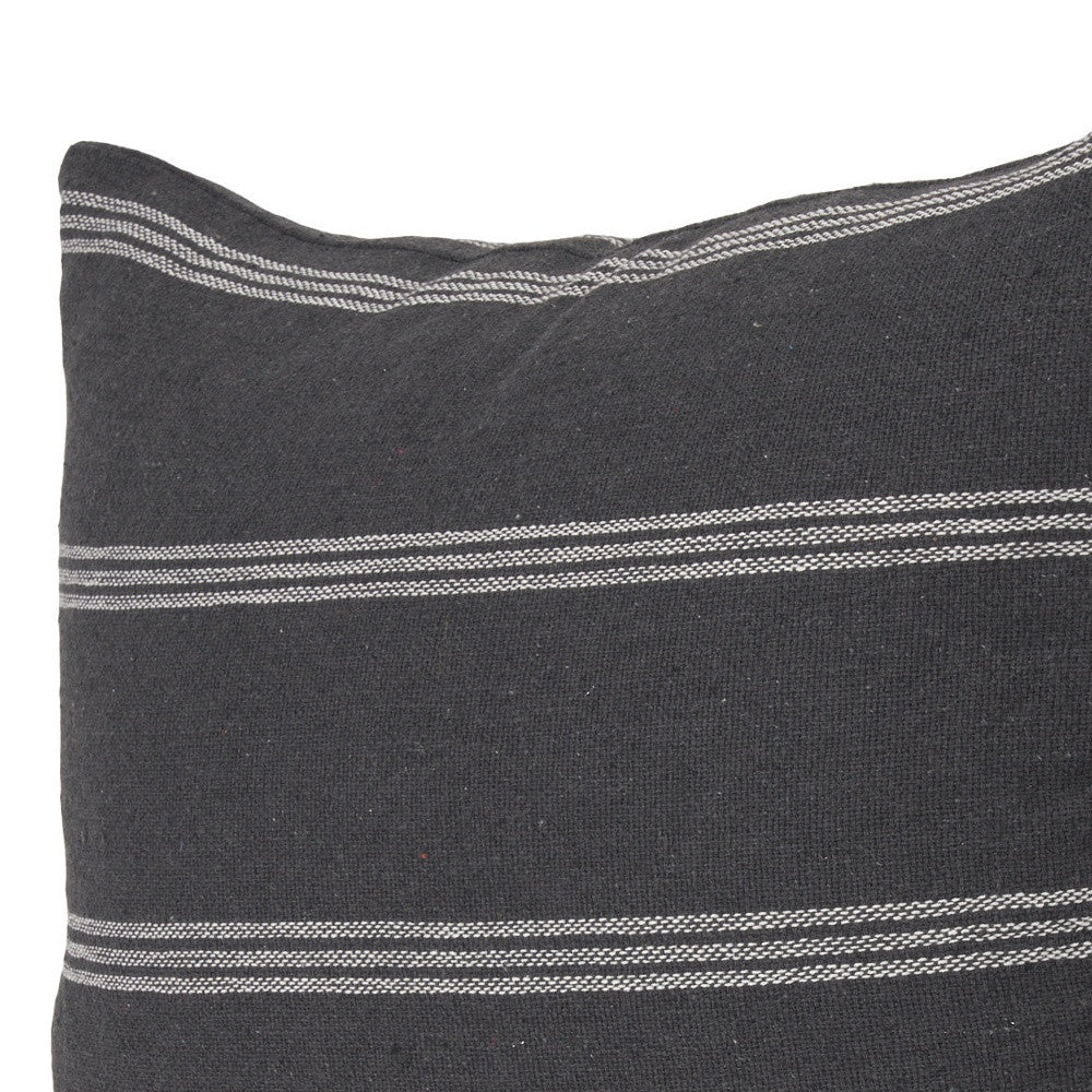 22" Gray Striped Linen Throw Pillow Cover - Home & Garden