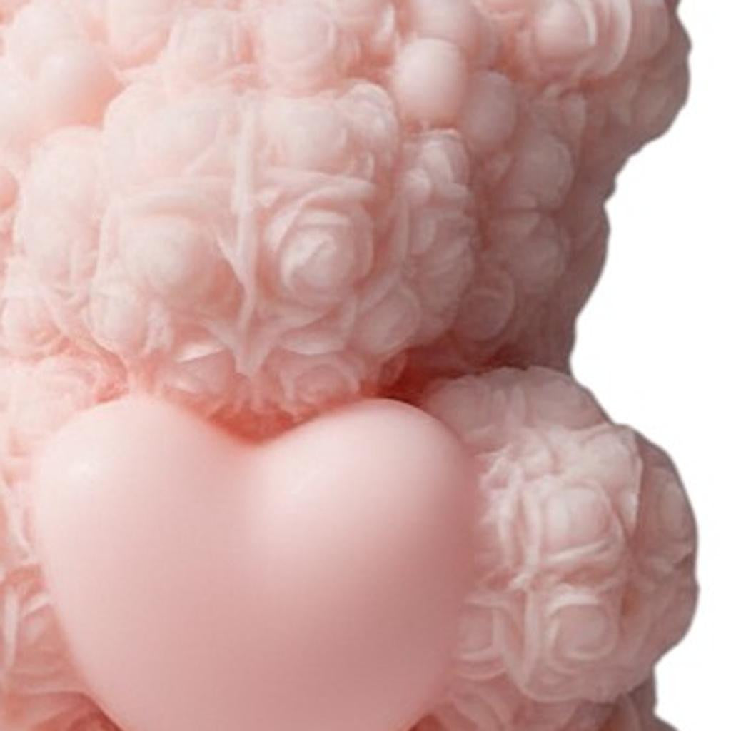 4" Pink Unscented Dimensional Teddy Bear Candle - Home & Garden