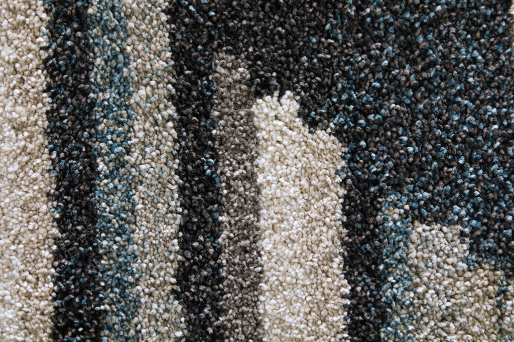2' X 3' Blue And Ivory Abstract Area Rug - Home & Garden
