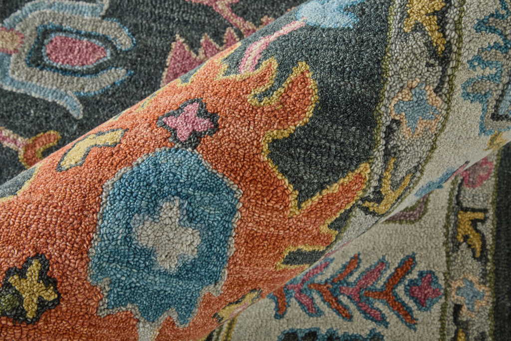 5' X 8' Blue And Ivory Wool Floral Hand Tufted Area Rug - Home & Garden