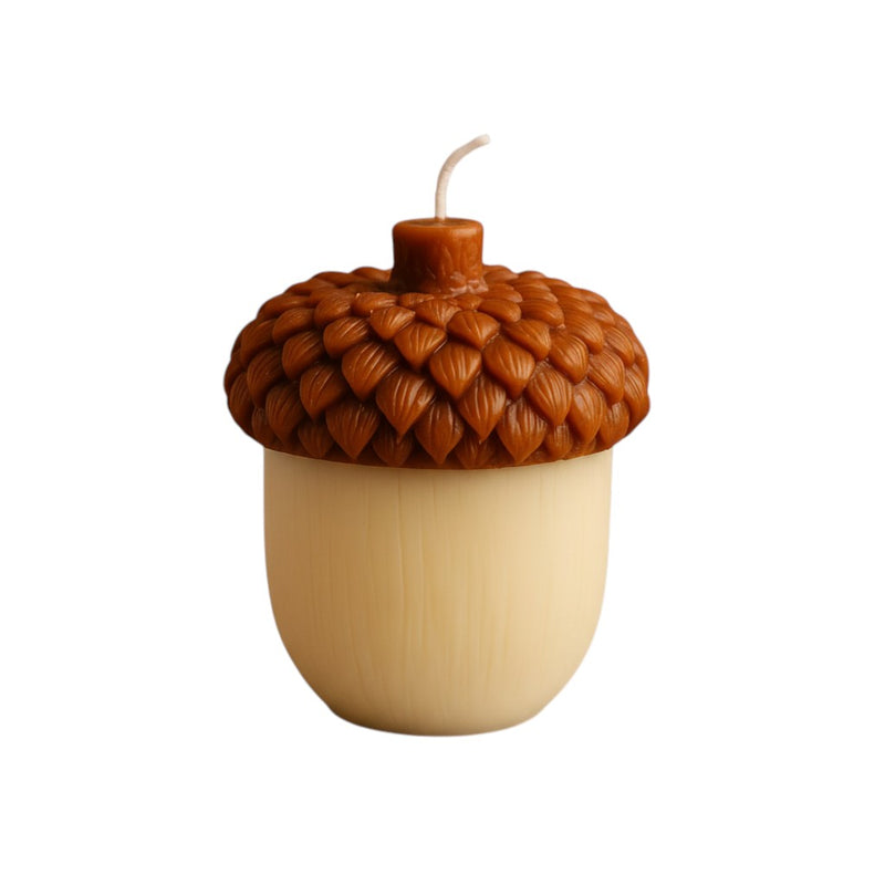 4" Brown And Ivory Pumpkin And Apple Scented Dimensional Acorn Candle - Home & Garden
