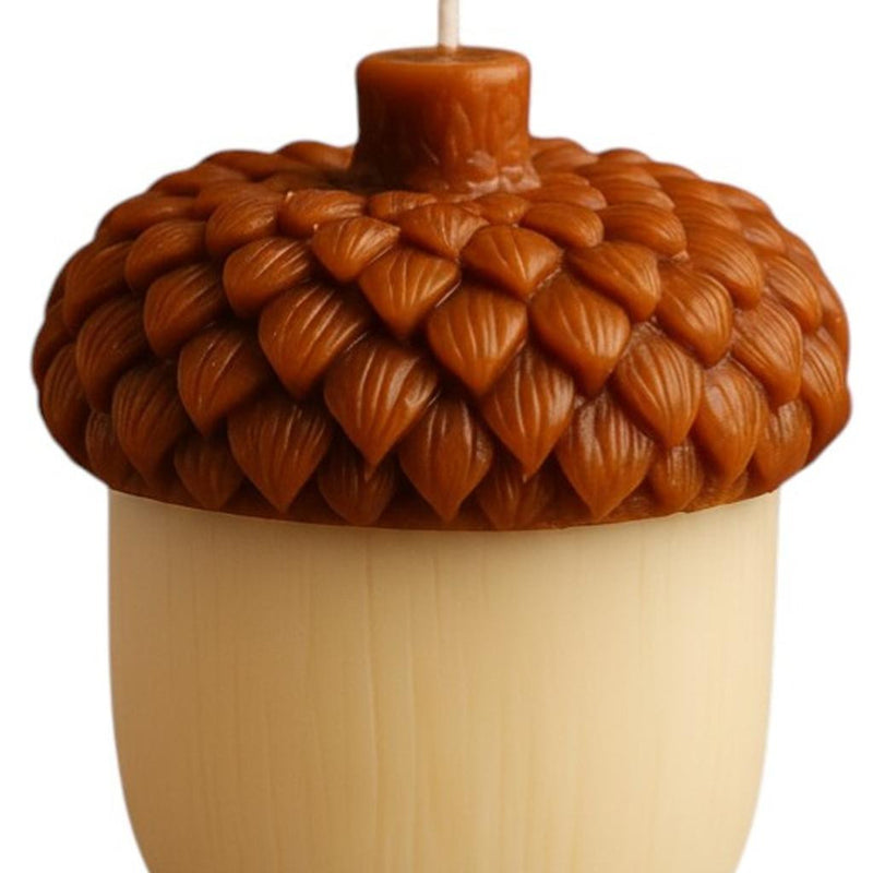4" Brown And Ivory Pumpkin And Apple Scented Dimensional Acorn Candle - Home & Garden