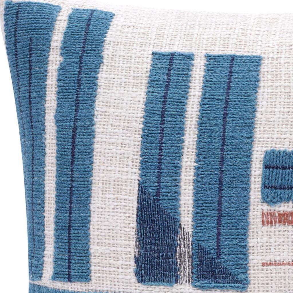 20" X 20" Teal And Ivory 100% Cotton Striped Zippered Pillow - Home & Garden