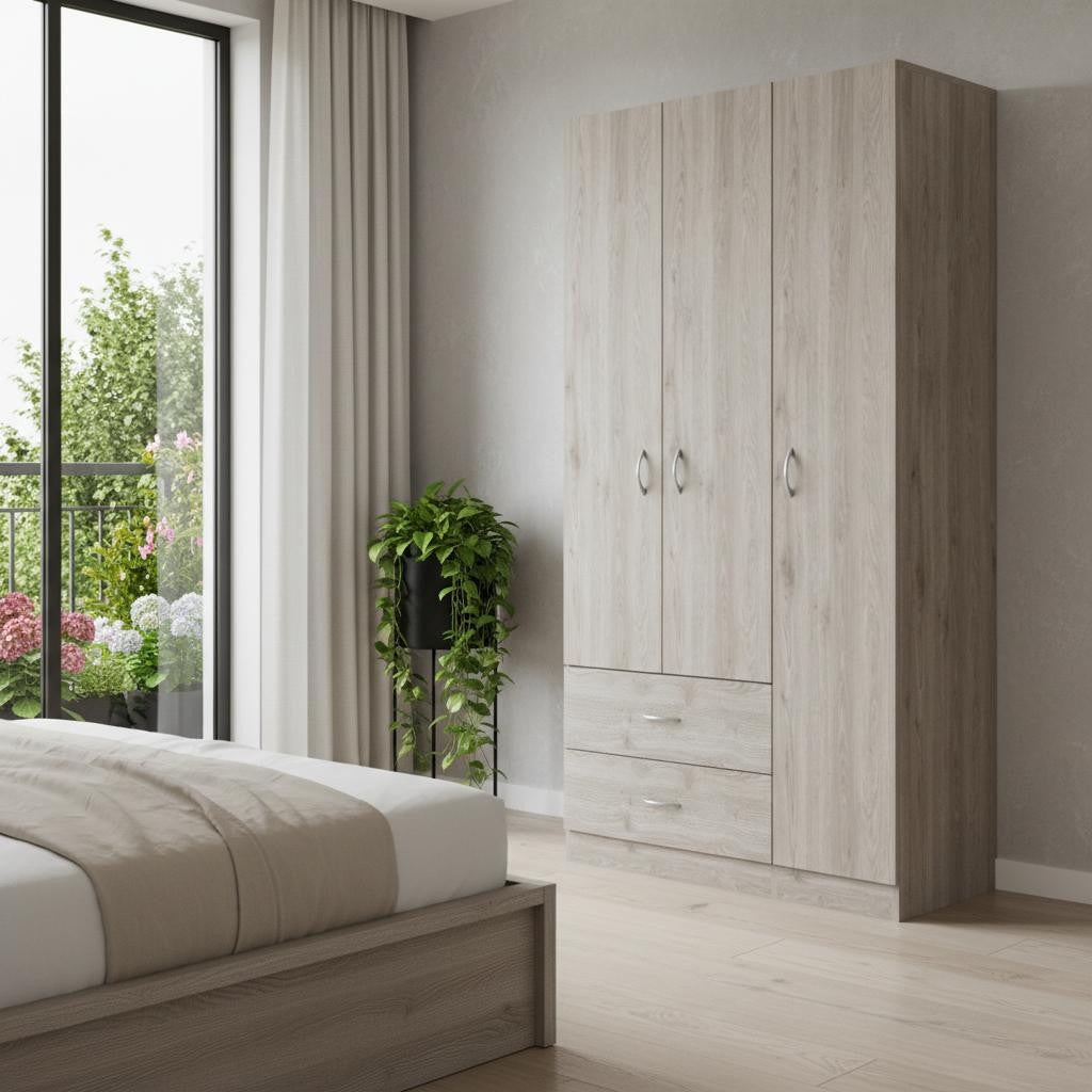 71" Light Gray Wood Two Drawer Combo Dresser - Bed & Bath