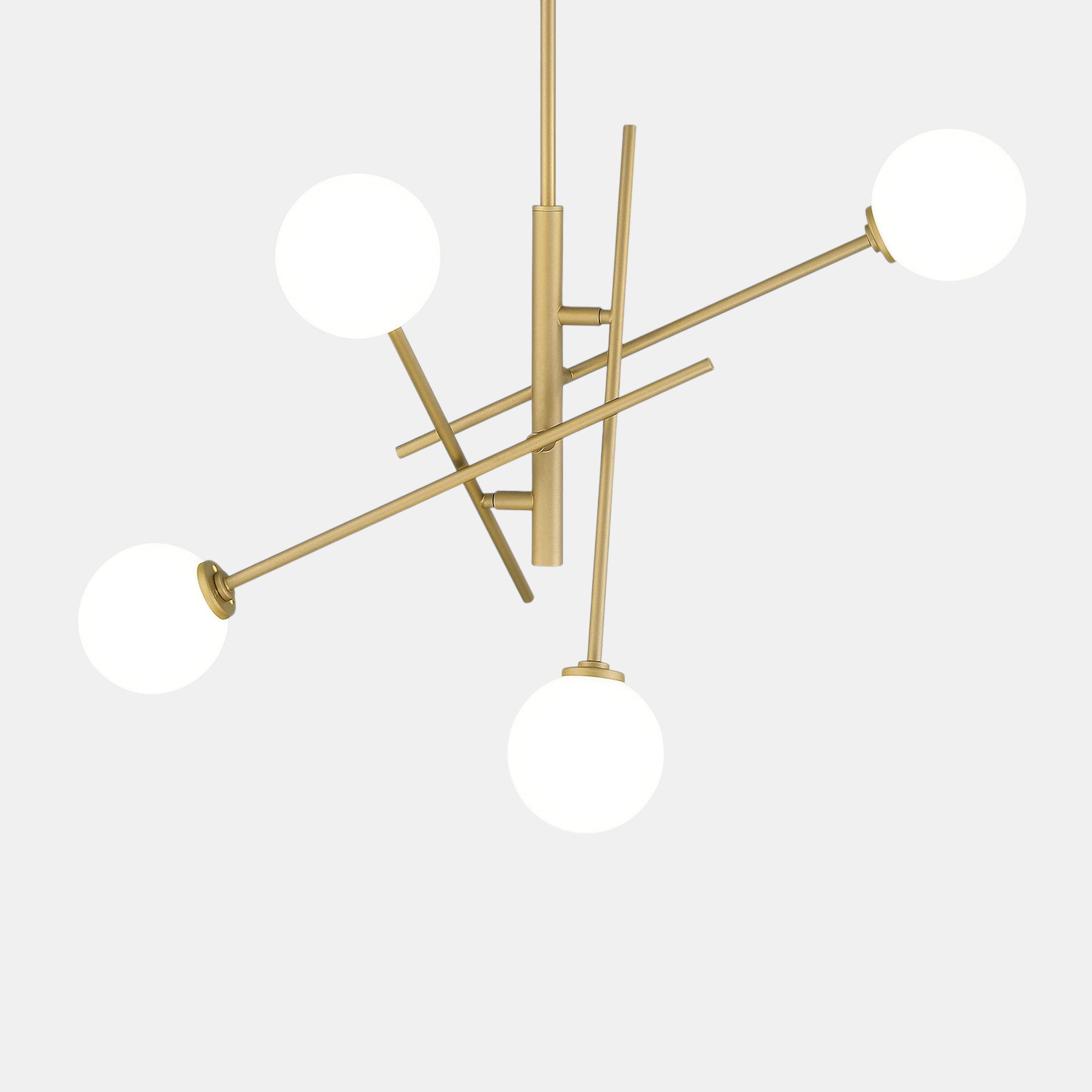 Brass Candle Style Four Light Metal Dimmable Chandelier With White Shades - Lighting