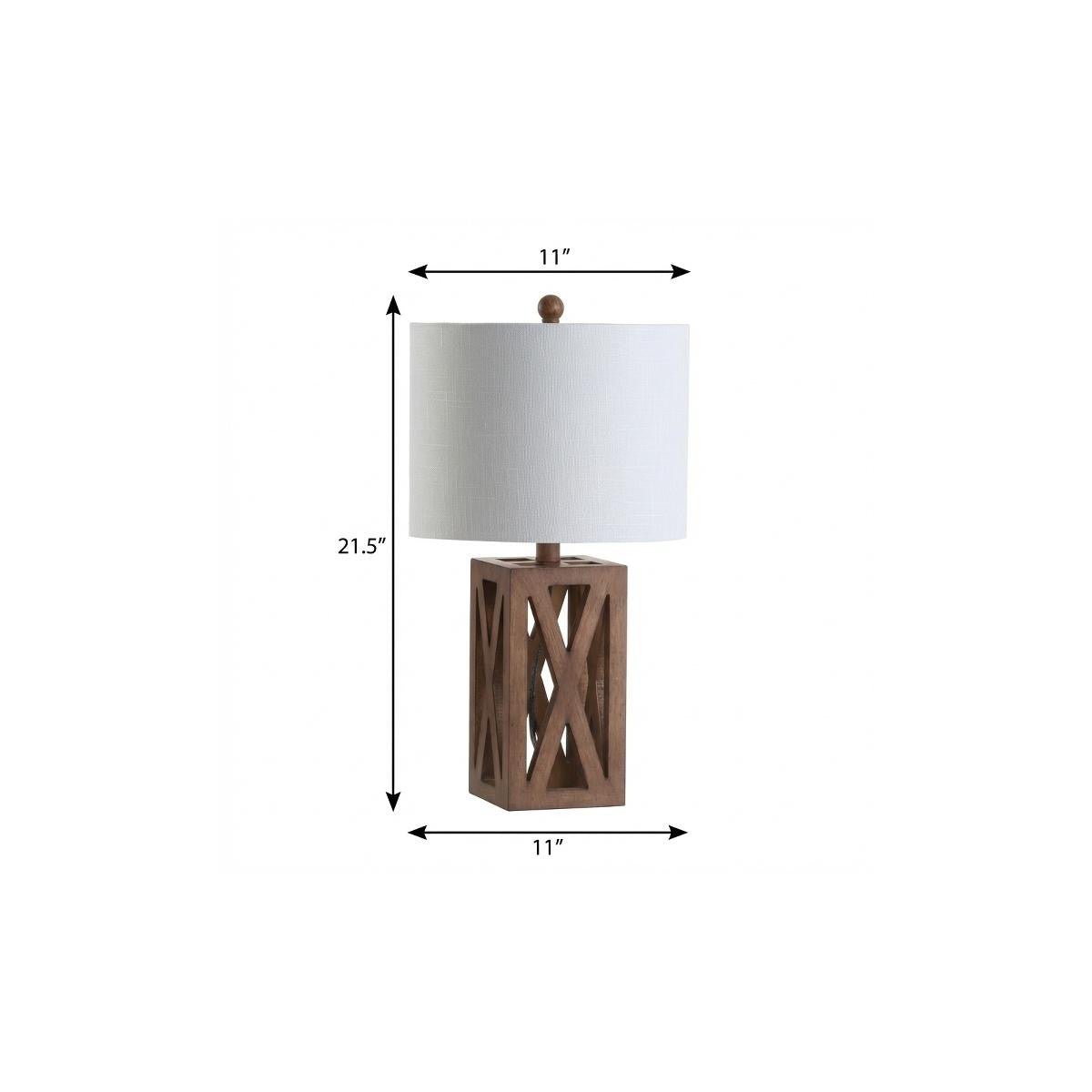 22" Brown Table Lamp With Drum Shade - Lighting