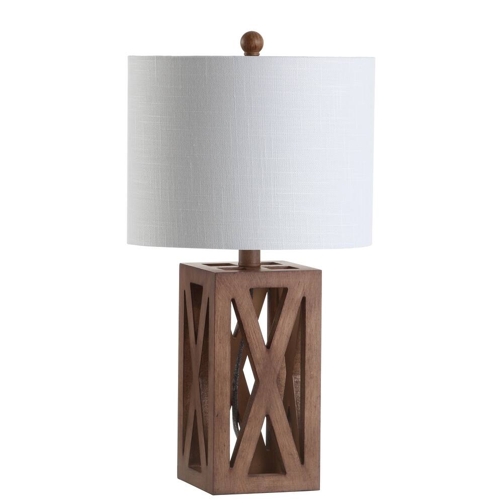 22" Brown Table Lamp With Drum Shade - Lighting