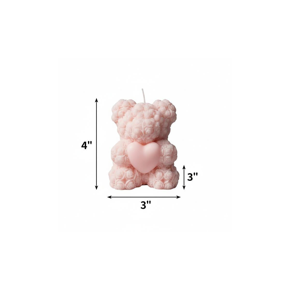 4" Pink Rose Petals Scented Dimensional Teddy Bear Candle - Home & Garden