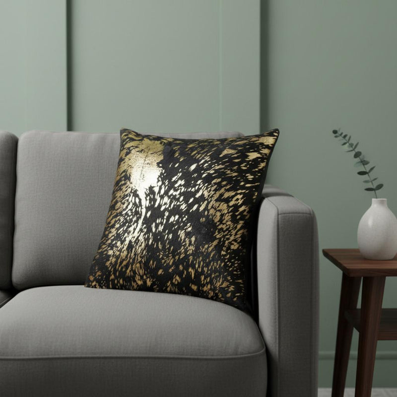 Chocolate And Gold Torino Kobe Cowhide Pillow - Home Decor