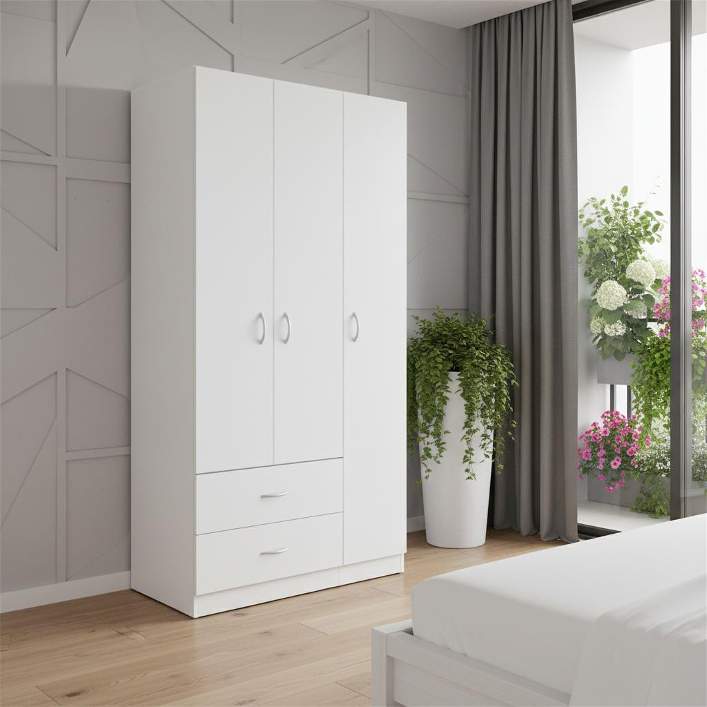71" White Wood Two Drawer Combo Dresser - Bed & Bath