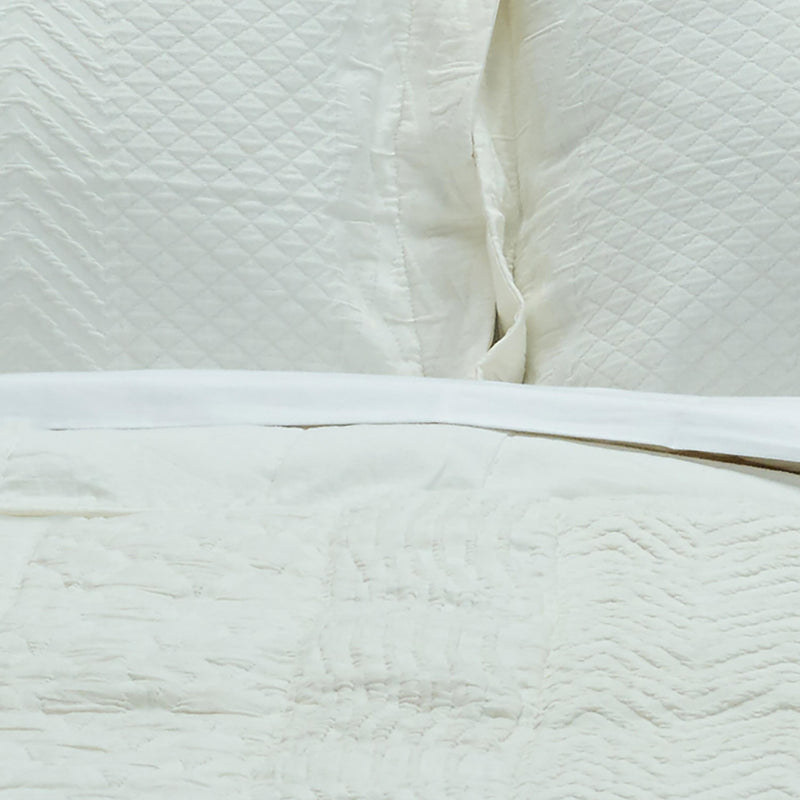 92" X 90" Ivory Striped Cotton Quilt - Bed & Bath
