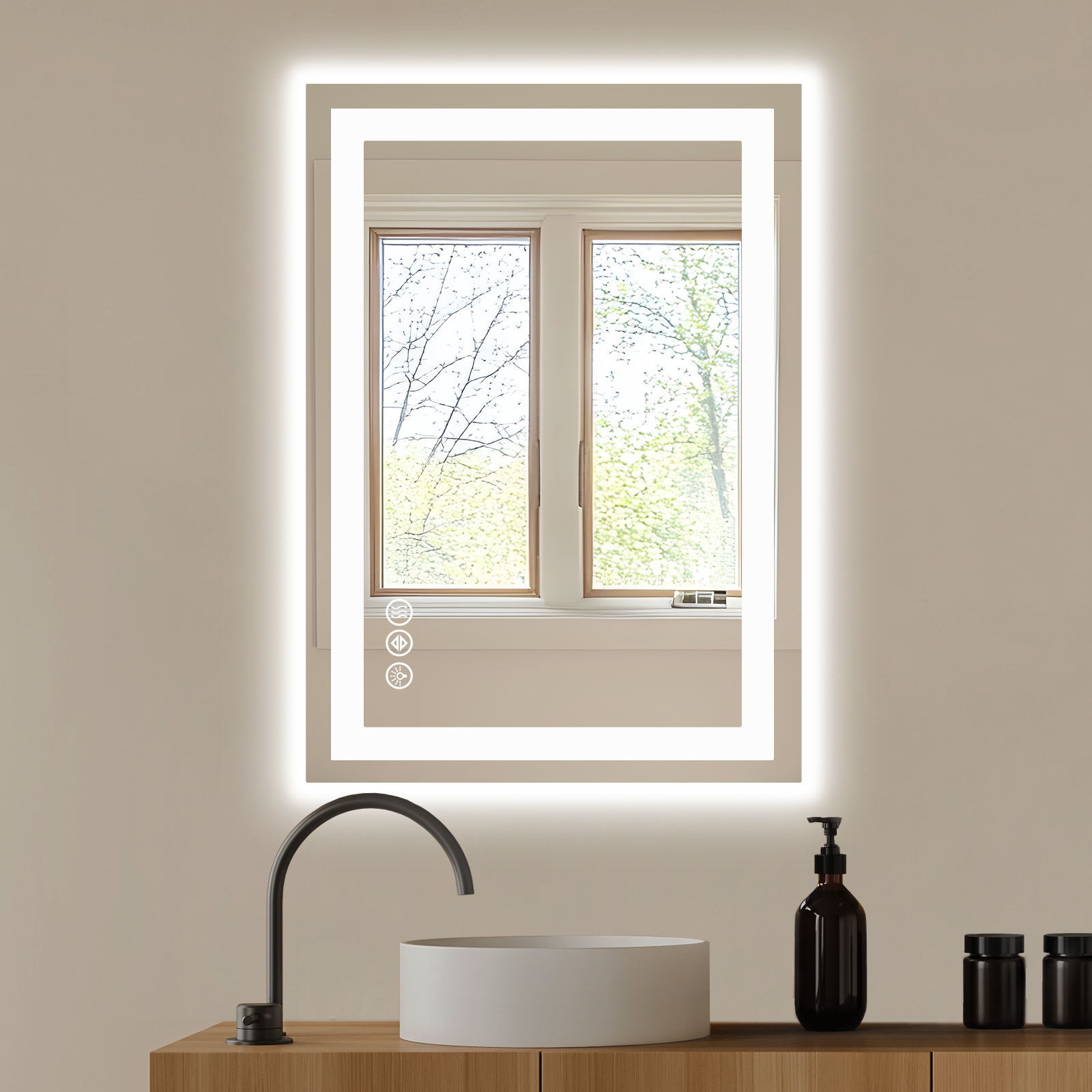 20" Lighted Frameless Anti Fog Bathroom Vanity Mirror - Bed & Bath