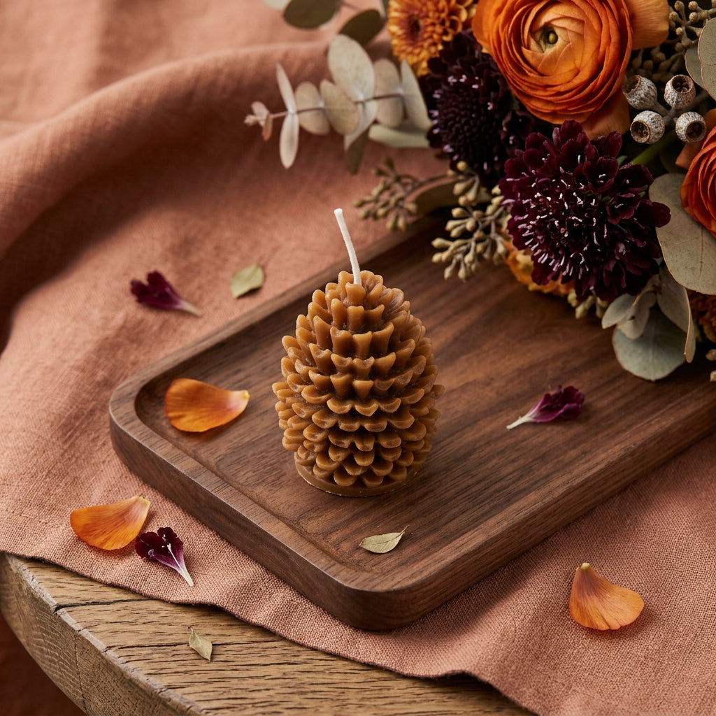 3" Brown Pumpkin And Latte Scented Dimensional Pinecone Candle - Home & Garden