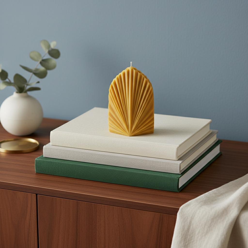 6" Gold Lily of the Valley Scented Dimensional Palm Leaf Candle - Home & Garden